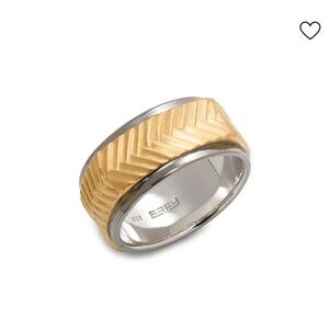 Effy Sterling 14K Gold plated and Silver black Rhodium  Men's Ring size 9 new